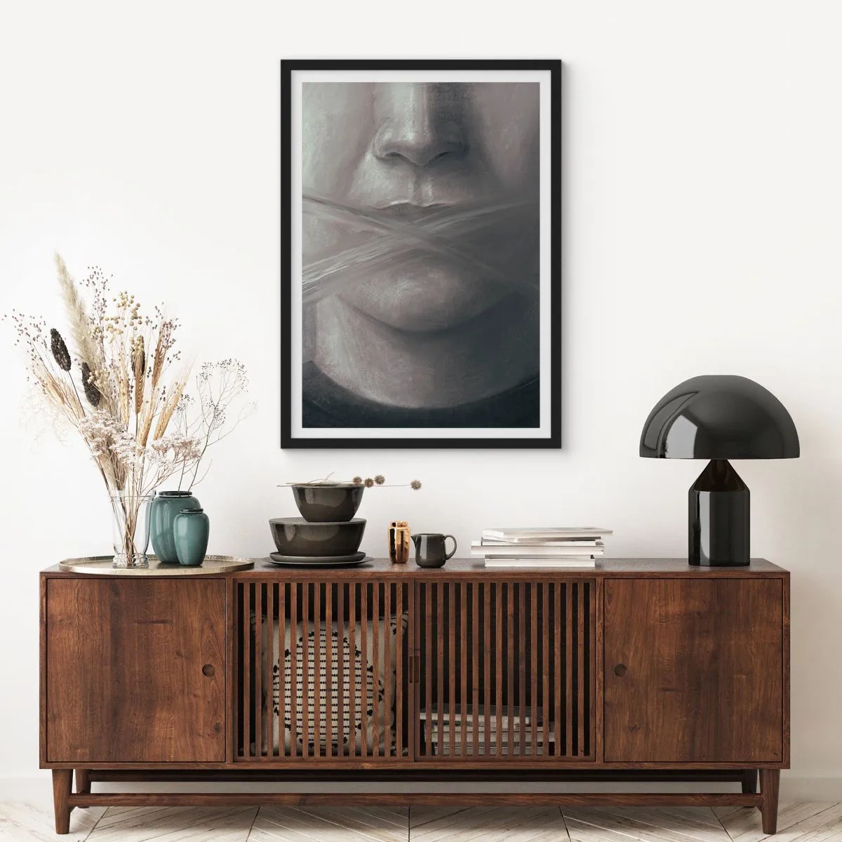 Póster en marco negro - Ni una palabra - 30x40 cm