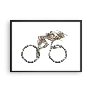 Póster en marco negro - Una bicicleta mecánica con un diseño futurista. - 70x50cm - Una magnífica máquina - Decoración de pared moderna para salón y dormitorio ARTTOR