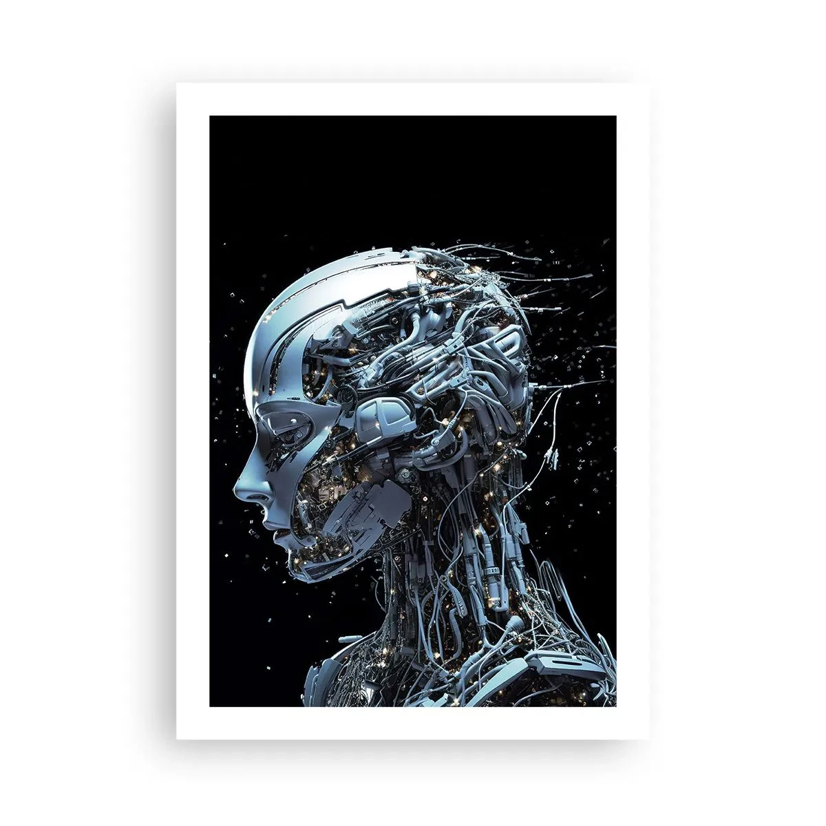 Póster - Figura cibernética de estilo futurista. - 50x70cm - La tecnología es una mujer - Decoración de pared moderna para salón y dormitorio ARTTOR