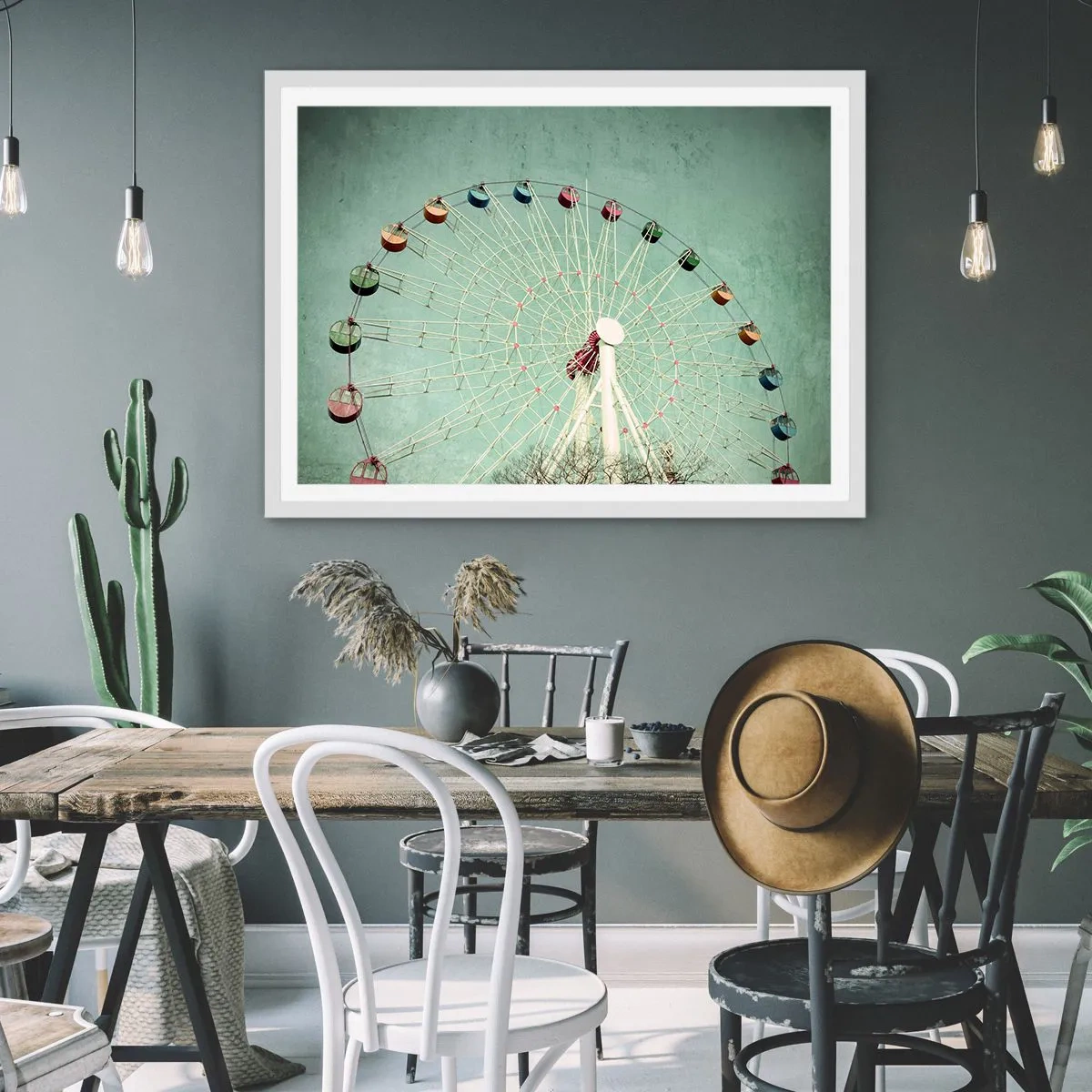 Póster en marco blanco - Te invitamos a jugar - 91x61 cm