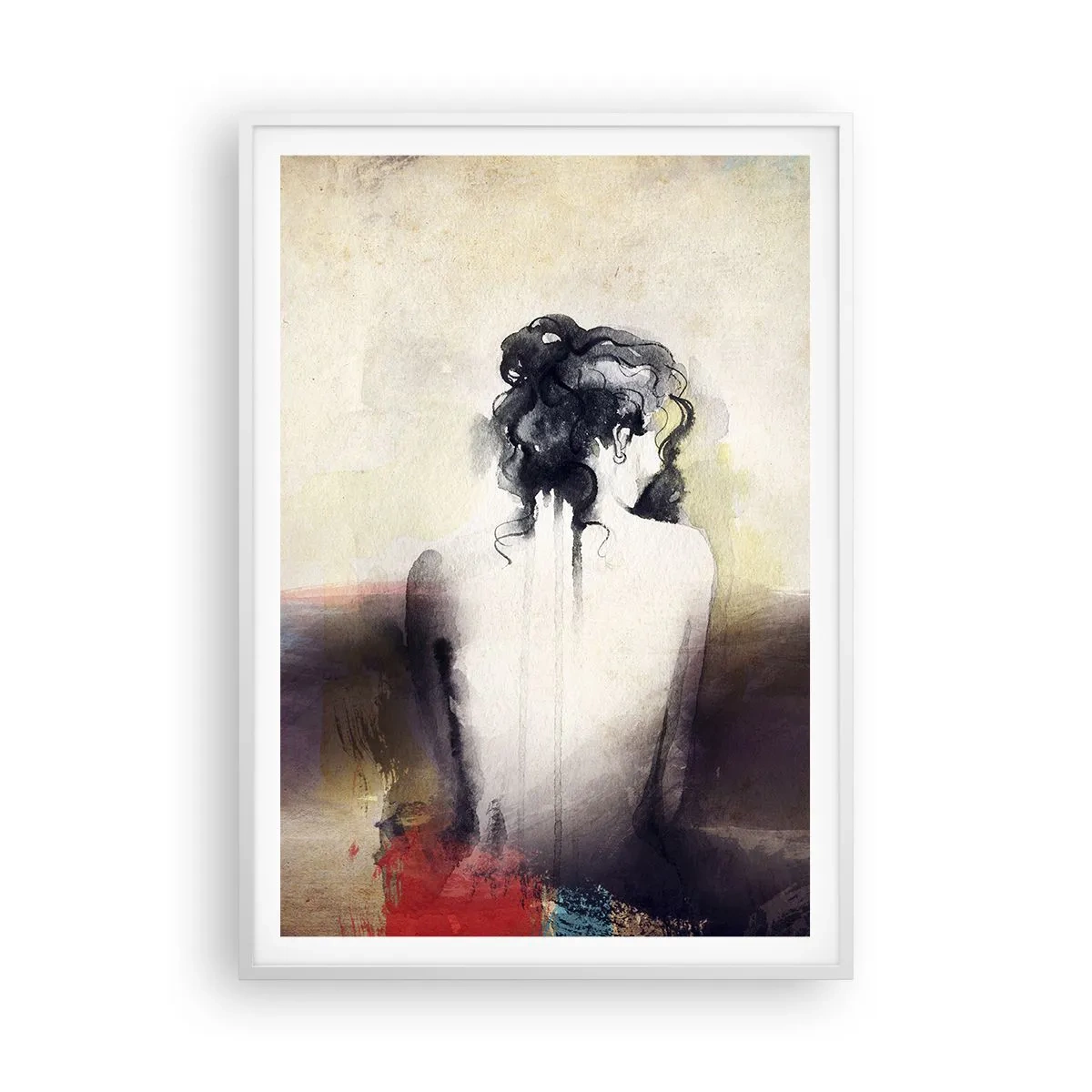 Póster en marco blanco - Líneas suaves, formas ovaladas - 70x100 cm