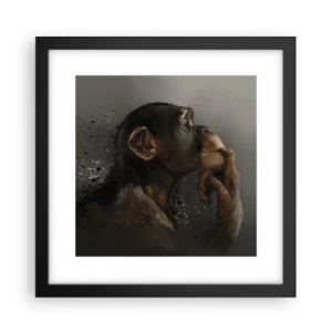 Póster en marco negro - La evolución del pensador - 30x30 cm