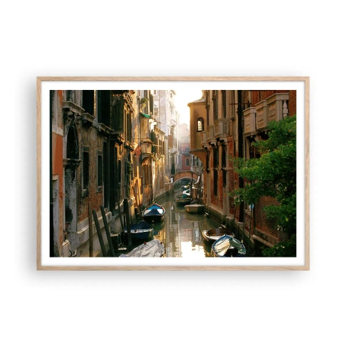 Póster en marco roble claro - En un callejón veneciano - 100x70 cm