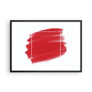 Póster en marco negro - Trazo de pincel rojo con borde blanco - 70x50cm - Fuera del marco - Decoración de pared moderna para salón y dormitorio ARTTOR