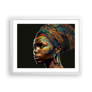Póster en marco blanco - Reina africana - 50x40 cm