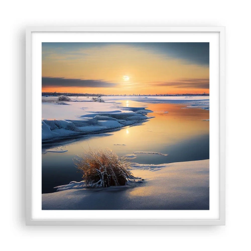 Póster en marco blanco - Atardecer de invierno - 60x60 cm