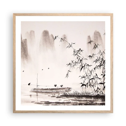 Póster en marco roble claro - El silencio de los arrozales - 60x60 cm