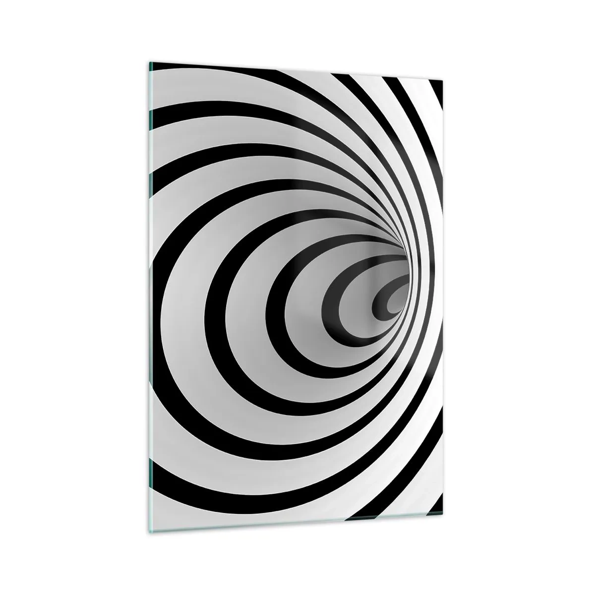 Cuadro sobre vidrio - Impresiones sobre Vidrio - Patrón espiral abstracto en blanco y negro - 50x70cm - ¿Tampoco puedes resistirte? - Decoración de pared moderna para salón y dormitorio ARTTOR