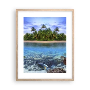 Póster en marco roble claro - Una isla paradisíaca te invita - 40x50 cm