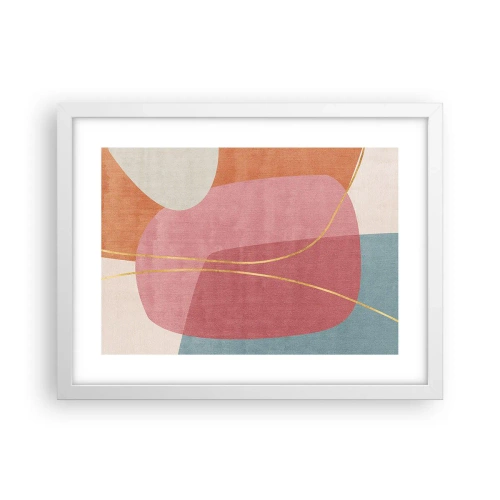 Póster en marco blanco - Composición en pastel con hilos de oro - 40x30 cm