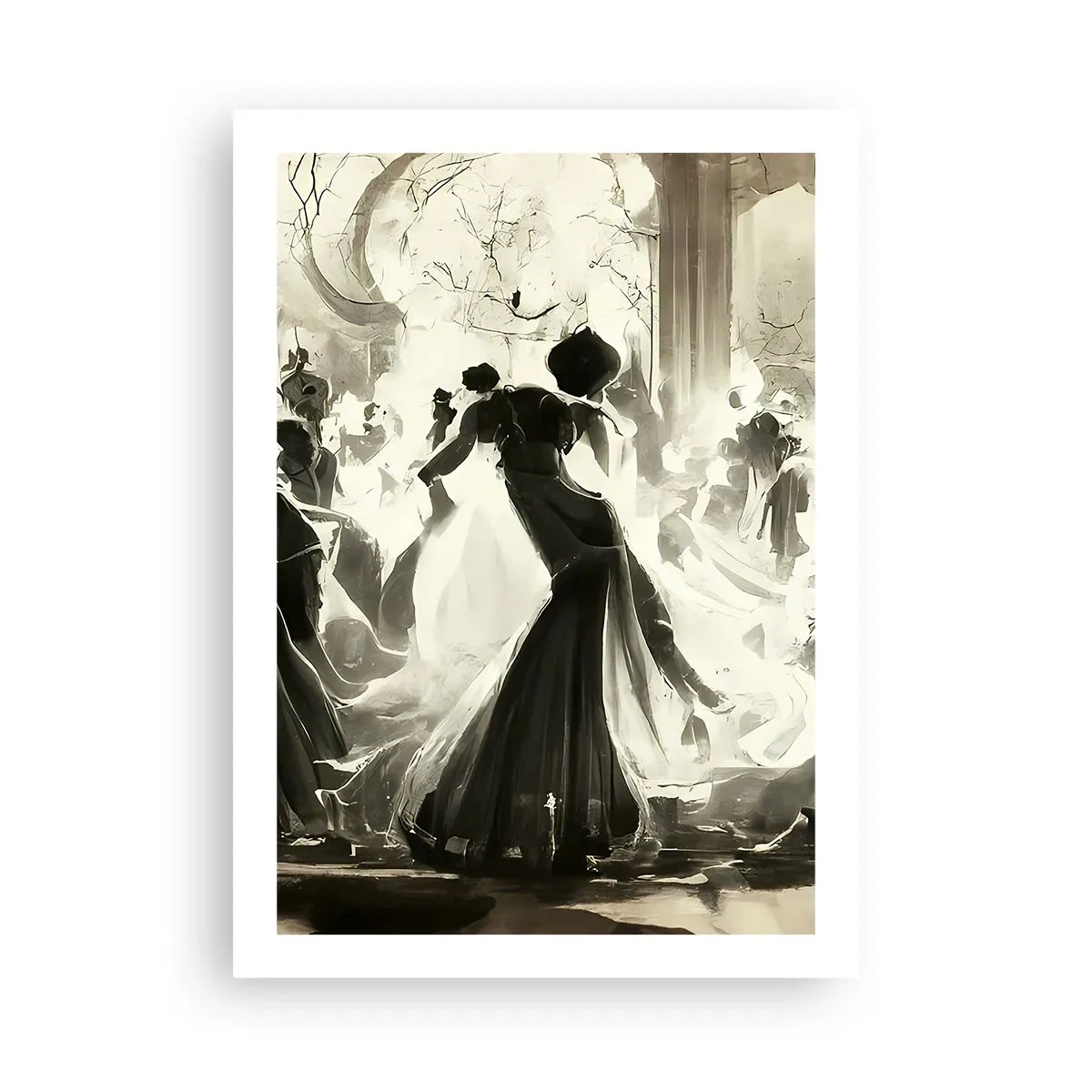 Póster - Un elegante balón en blanco y negro. - 50x70cm - Gran mascarada - Decoración de pared moderna para salón y dormitorio ARTTOR