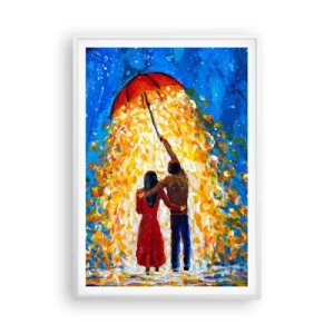 Póster en marco blanco - La magia de una tarde lluviosa - 70x100 cm