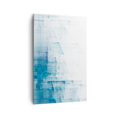 Cuadro sobre lienzo - Impresión de Imagen - Formas geométricas abstractas en tonos azules - 80x120cm - Cómo se hizo el espacio - Decoración de pared moderna para salón y dormitorio ARTTOR