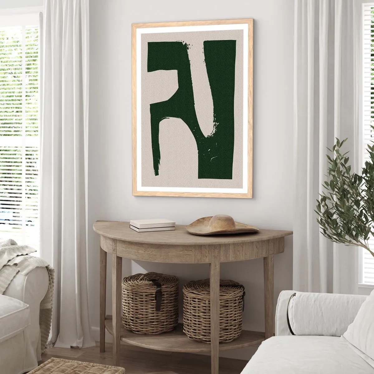 Póster en marco roble claro - Bahías de blanco - 30x40 cm