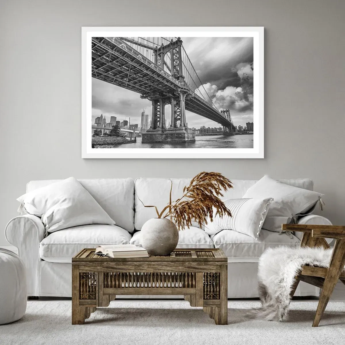 Póster en marco blanco - Al corazón de la ciudad - 100x70 cm