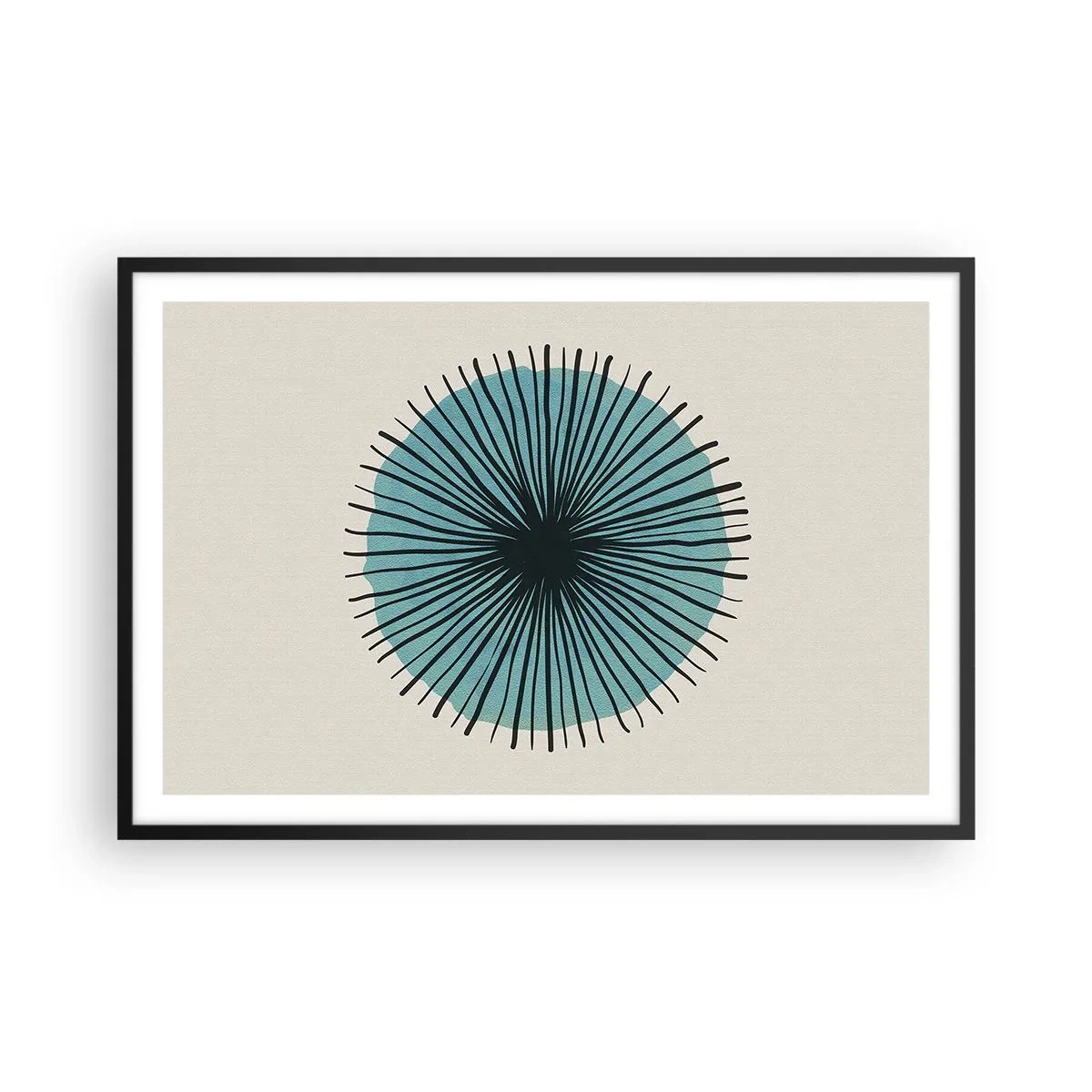 Póster en marco negro - Radiante en azul - 91x61 cm
