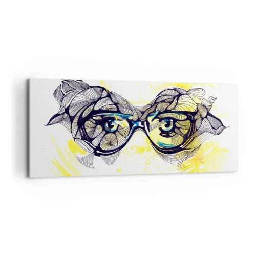 Cuadro sobre lienzo - Impresión de Imagen - A través de las gafas azules - 100x40 cm