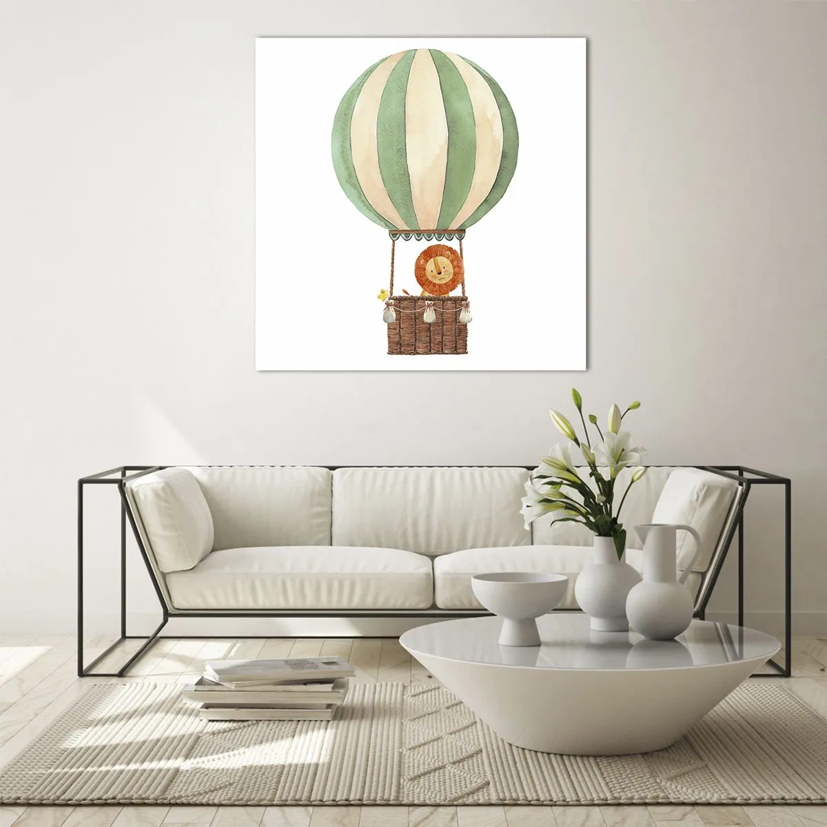 Cuadro sobre vidrio - Impresiones sobre Vidrio - Los viajes del león - 40x40 cm