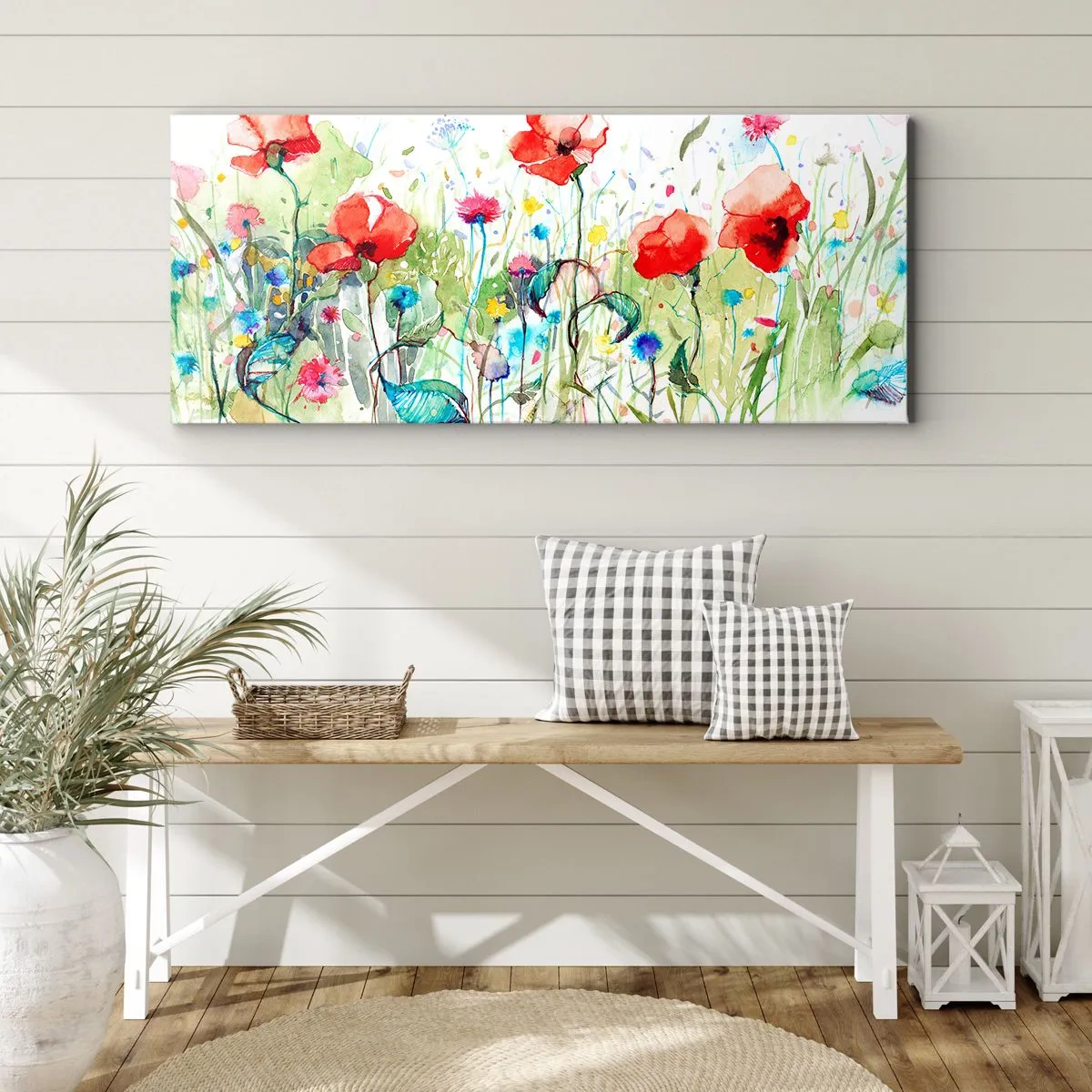 Cuadro sobre lienzo - Impresión de Imagen - Un prado en flor en mayo - 100x40 cm