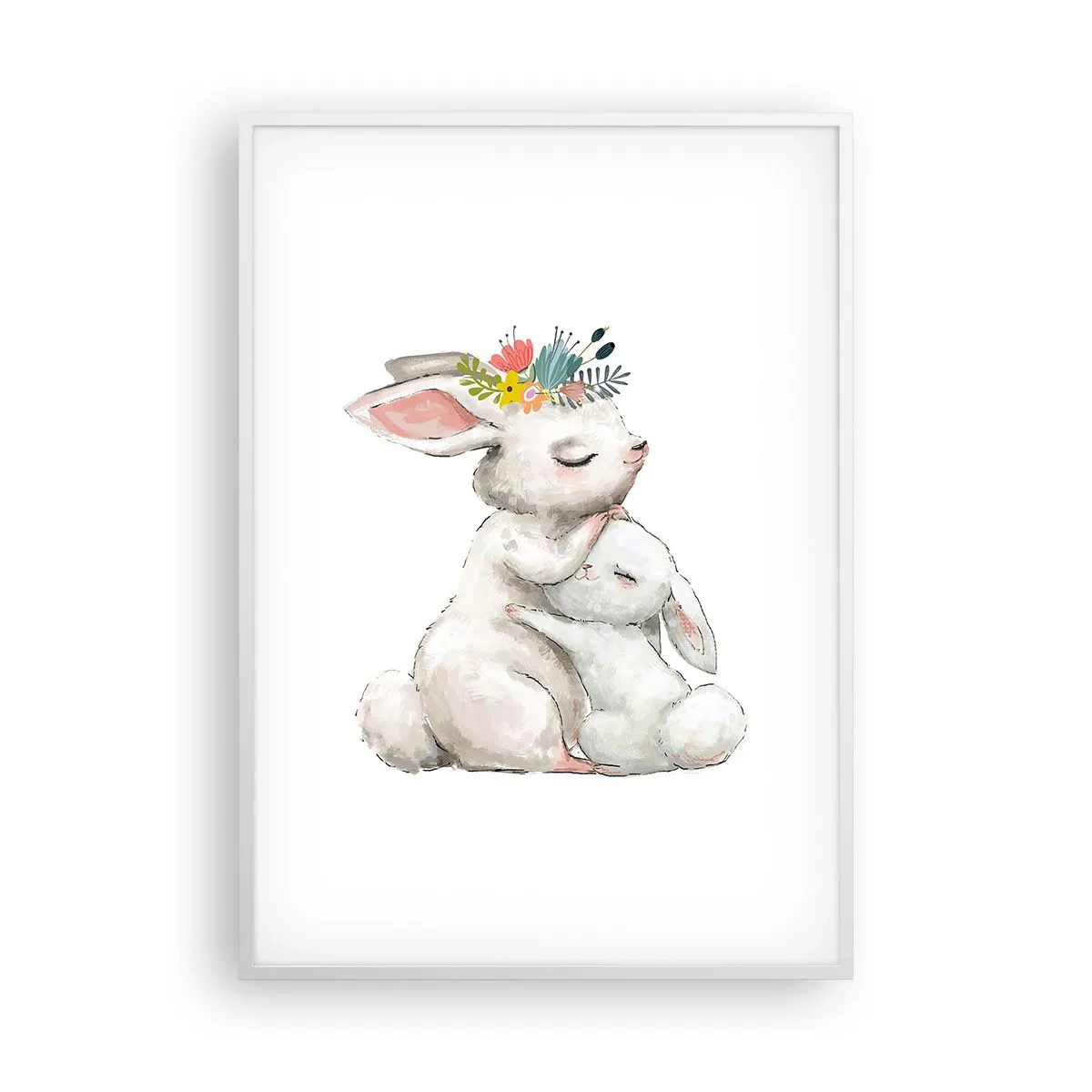 Póster en marco blanco - En ningún lugar mejor que con mamá - 70x100 cm