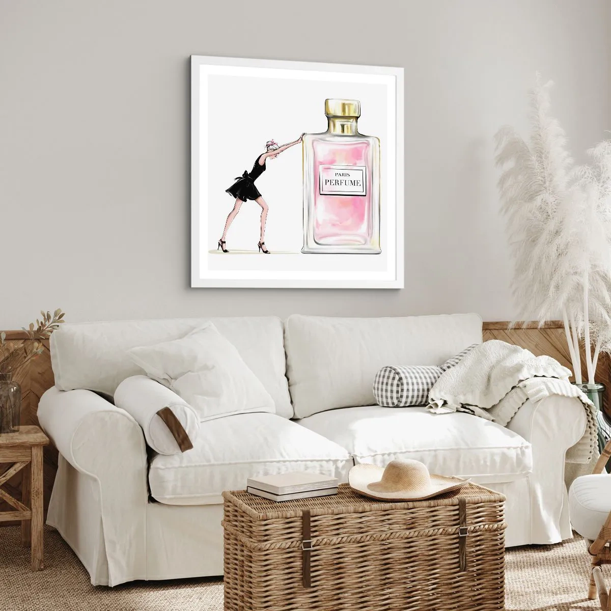 Póster en marco blanco - La esencia de la feminidad - 30x30 cm