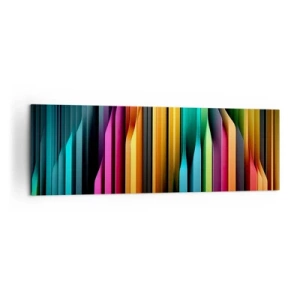 Cuadro sobre lienzo - Impresión de Imagen - Las líneas verticales coloridas crean una abstracción dinámica. - 160x50cm - Órgano luminoso - Decoración de pared moderna para salón y dormitorio ARTTOR
