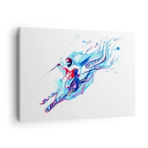 Cuadro sobre lienzo - Impresión de Imagen - Jinete abstracto en colores dinámicos - 70x50cm - Loca carrera de alegría - Decoración de pared moderna para salón y dormitorio ARTTOR