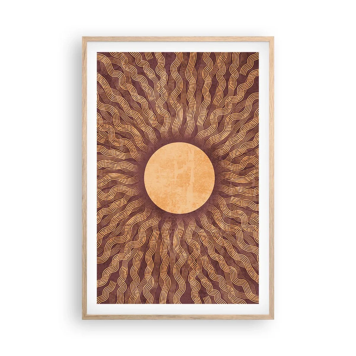 Póster en marco roble claro - Icono del sol - 61x91 cm