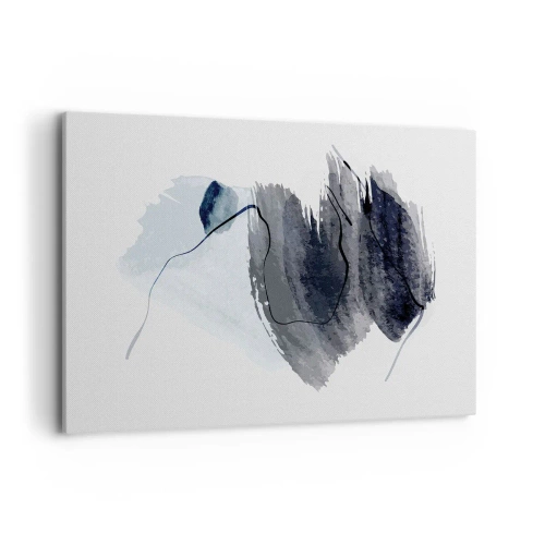 Cuadro sobre lienzo - Impresión de Imagen - Composición abstracta en tonos grises y azules. - 100x70cm - Intensidad y movimiento - Decoración de pared moderna para salón y dormitorio ARTTOR