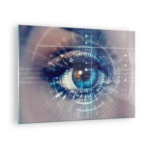 Cuadro sobre vidrio - Impresiones sobre Vidrio - Un ojo digital con temática de tecnología y datos futuristas - 70x50cm - Crees que me conoces - Decoración de pared moderna para salón y dormitorio ARTTOR