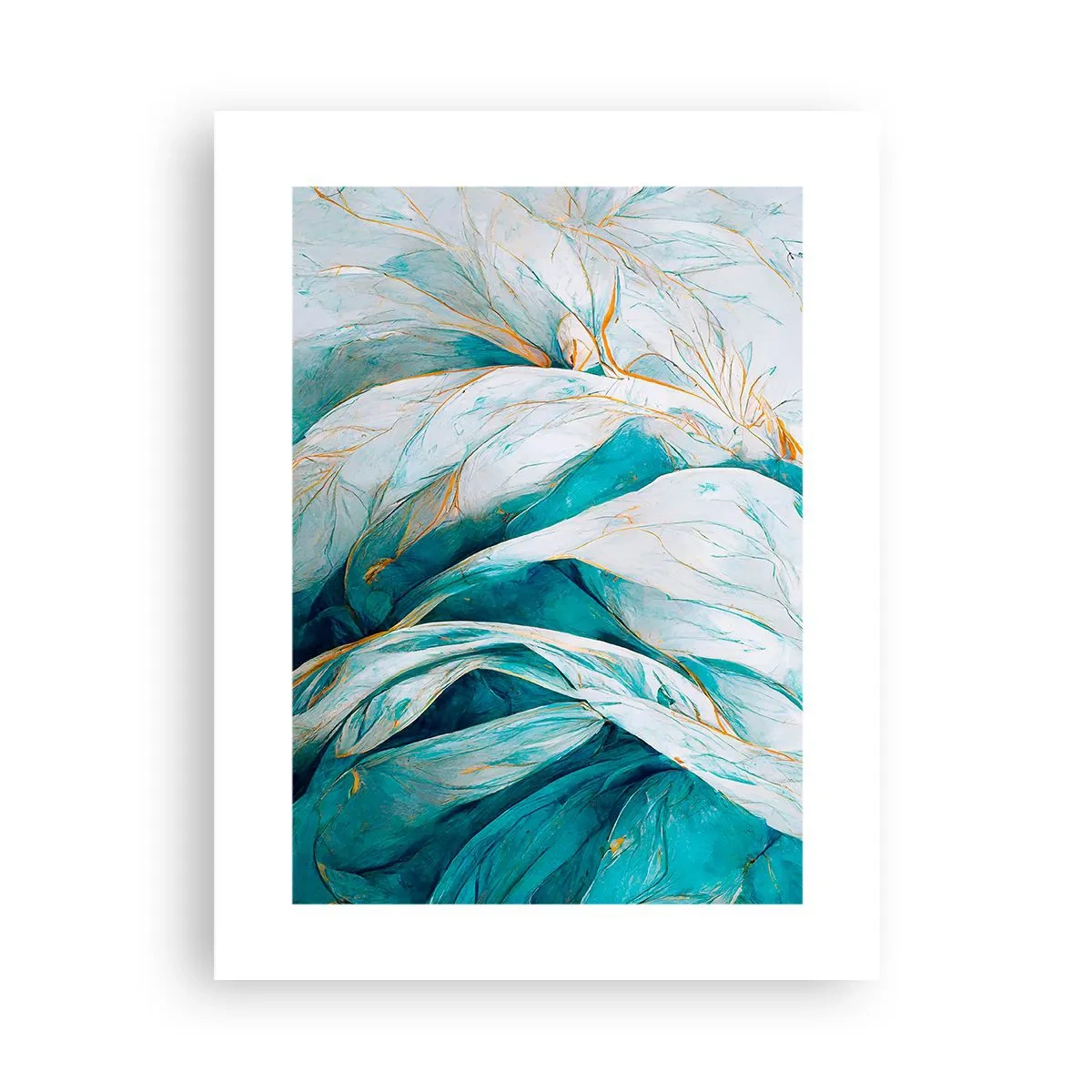 Póster - Abstracción azul con motivos dorados - 30x40 cm