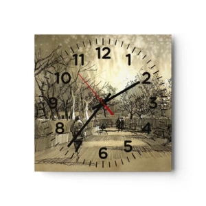 Reloj de pared - Reloj de vidrio - Un momento hecho a pluma - 30x30 cm