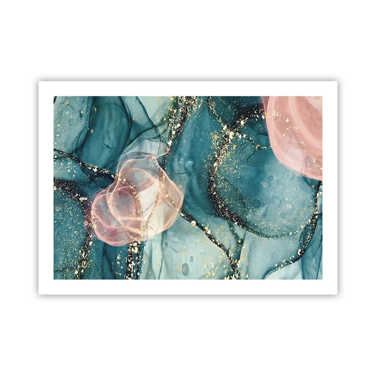 Póster - Seda azul, tul rosa - 70x50 cm