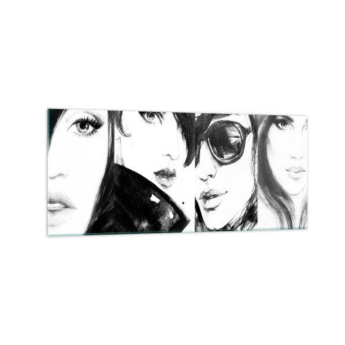 Cuadro sobre vidrio - Impresiones sobre Vidrio - Retratos elegantes de mujeres en tonos monocromáticos. - 120x50cm - La belleza multiplicada - Decoración de pared moderna para salón y dormitorio ARTTOR