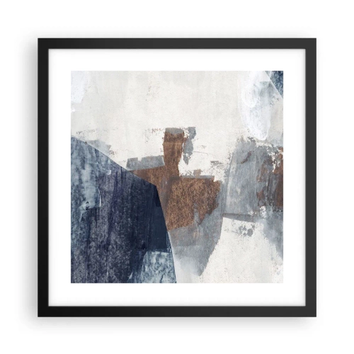 Póster en marco negro - Formas azules y marrones - 40x40 cm