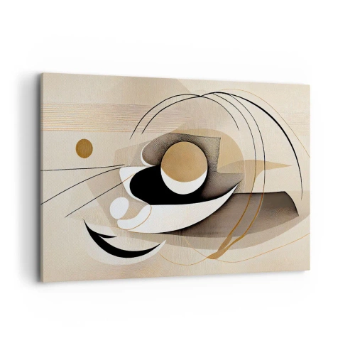 Cuadro sobre lienzo - Impresión de Imagen - Composición abstracta en tonos beige y negro. - 120x80cm - Composición: la esencia de las cosas - Decoración de pared moderna para salón y dormitorio ARTTOR