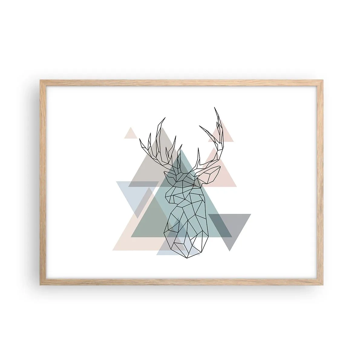 Póster en marco roble claro - En un bosque geométrico - 70x50 cm