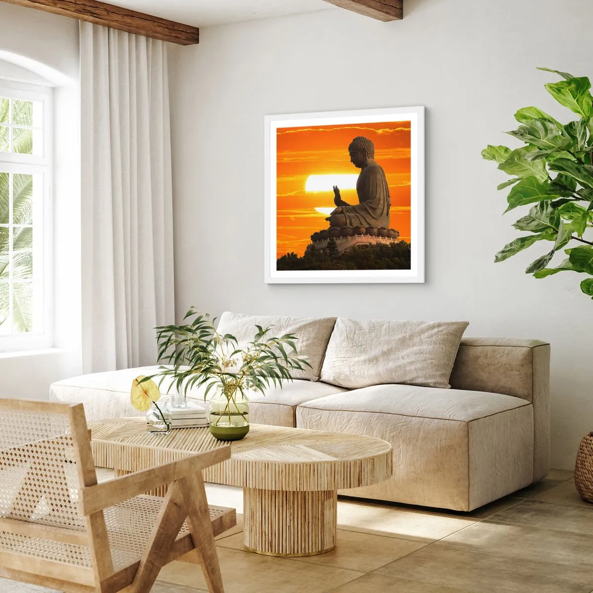 Póster en marco blanco - Sin miedo al mundo - 60x60 cm