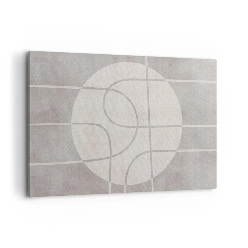 Cuadro sobre lienzo - Impresión de Imagen - Patrón geométrico en tonos grises y blancos. - 120x80cm - Circular y rectilíneo - Decoración de pared moderna para salón y dormitorio ARTTOR