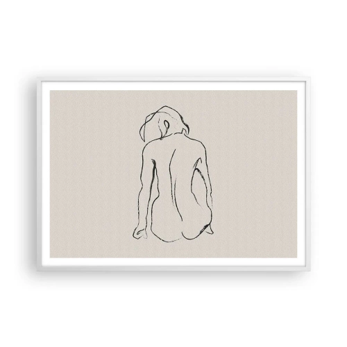 Póster en marco blanco - Esbozos de una espalada - 100x70 cm