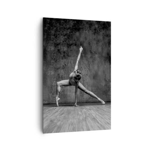 Cuadro sobre lienzo - Impresión de Imagen - Una bailarina en pose artística frente a una pared sin rematar - 80x120cm - Equilibrio perfecto - Decoración de pared moderna para salón y dormitorio ARTTOR
