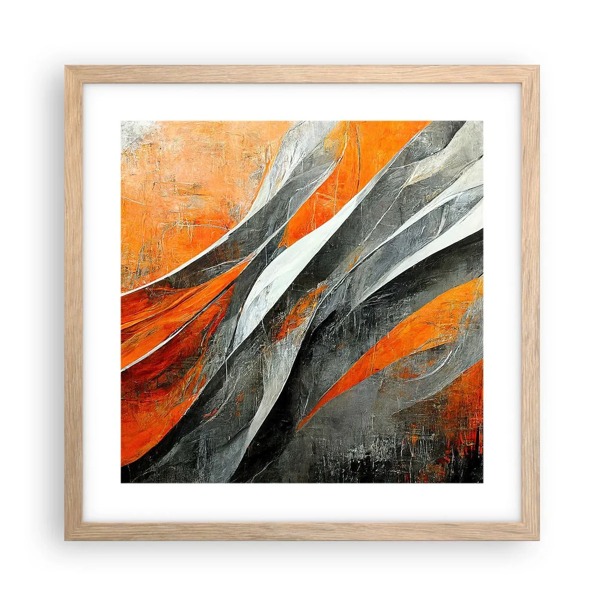 Póster en marco roble claro - Calor y frío - 40x40 cm