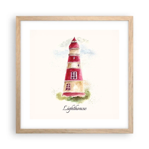 Póster en marco roble claro - Siempre observando - 40x40 cm