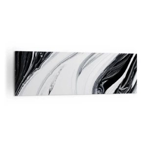 Cuadro sobre lienzo - Impresión de Imagen - Abstracción en blanco y negro con líneas dinámicas y remolinos. - 160x50cm - Combinando opuestos - Decoración de pared moderna para salón y dormitorio ARTTOR