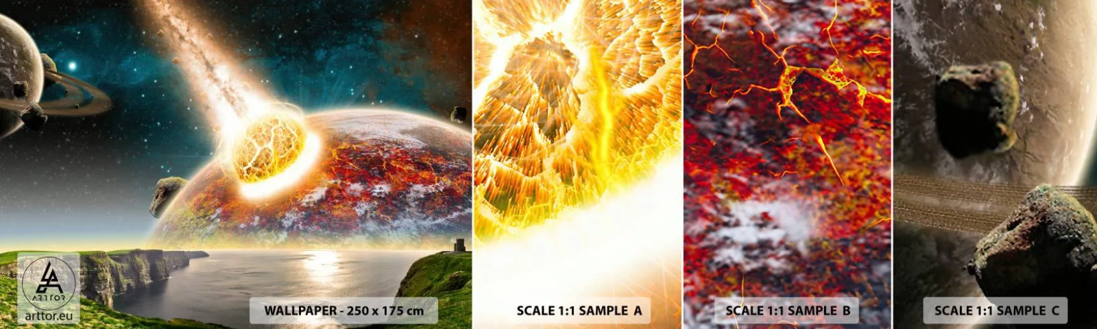 Muestra De Fotomural Standard Eco - Drama cósmico - Abstracción, Paisaje, Cosmos - 100x30 cm