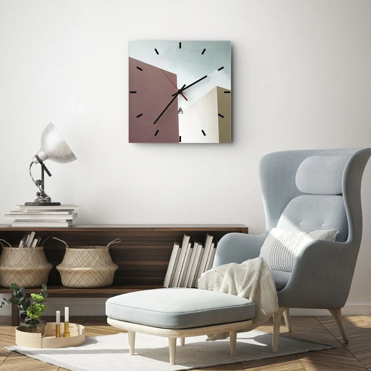 Reloj de pared - Reloj de vidrio - Geometría de un verano soleado - 40x40 cm