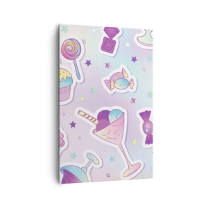 Cuadro sobre lienzo - Impresión de Imagen - Patrones pastel con dulces y postres. - 80x120cm - Cumplir años todos los días - Decoración de pared moderna para salón y dormitorio ARTTOR
