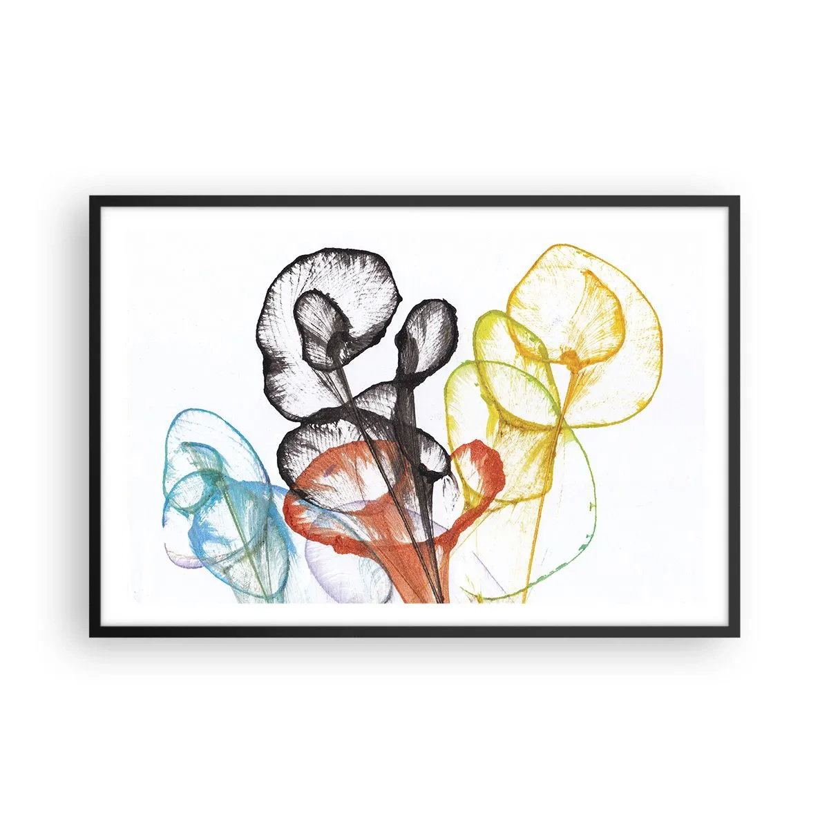 Póster en marco negro - Flores con alma - 91x61 cm