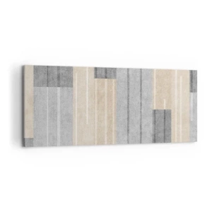 Cuadro sobre lienzo - Impresión de Imagen - Composición geométrica en tonos grises y beige. - 120x50cm - Composición: sostener la vertical - Decoración de pared moderna para salón y dormitorio ARTTOR