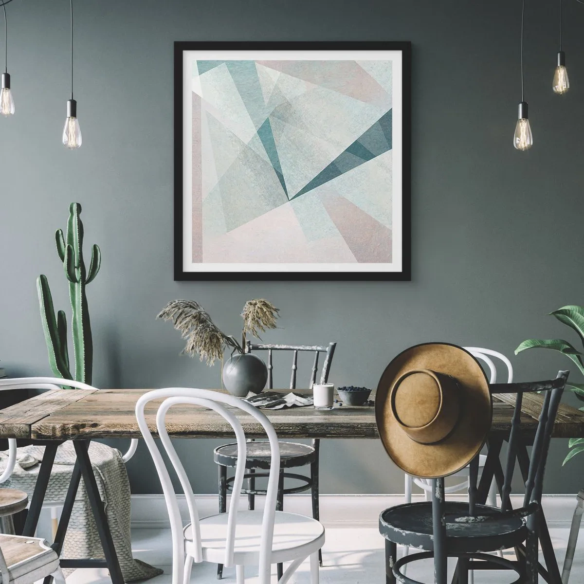 Póster en marco negro - Tranquilo pero dinámico - 50x50 cm